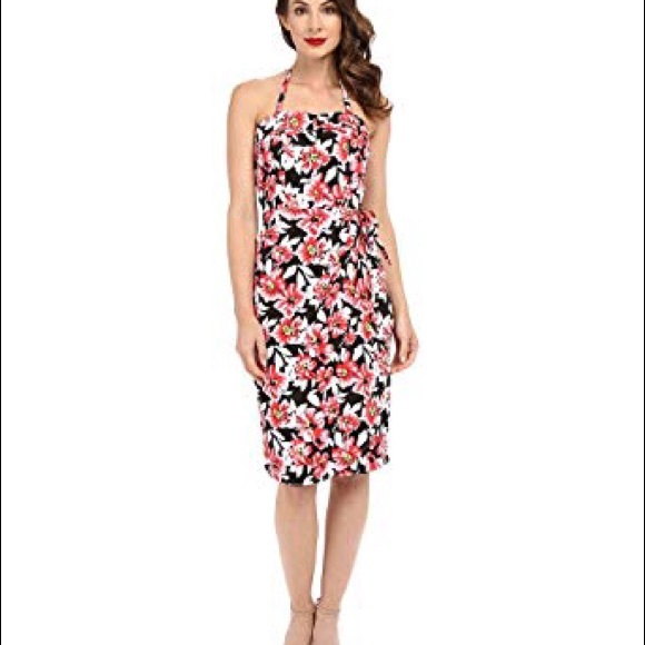 Unique Vintage Dresses & Skirts - Unique Vintage Halter Wiggle Tiki Dress Retro